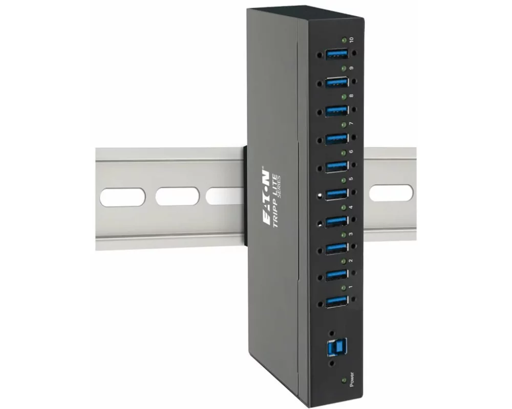 EATON TRIPPLITE 10-Port, Industrial-Grade, USB 3.0, SuperSpeed, Hub, 20kV, ESD, Immunity, Metal, Housing, Mountable