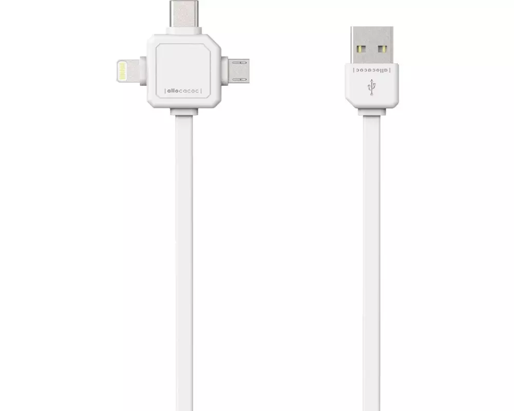 Allocacoc USB-Ladekabel USB A - Micro-USB B/Lightning/USB C 1.5 m
