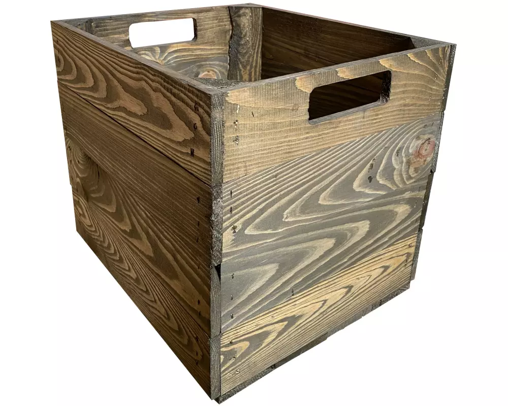 Holz Zollhaus Aufbewahrungskiste Vintage 33 x 38 cm, Dunkelbraun