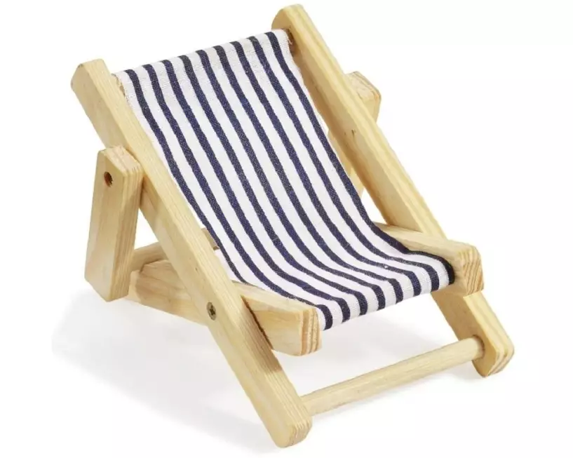 HobbyFun Mini-Utensilien Liegestuhl 10 cm, Blau-Weiss