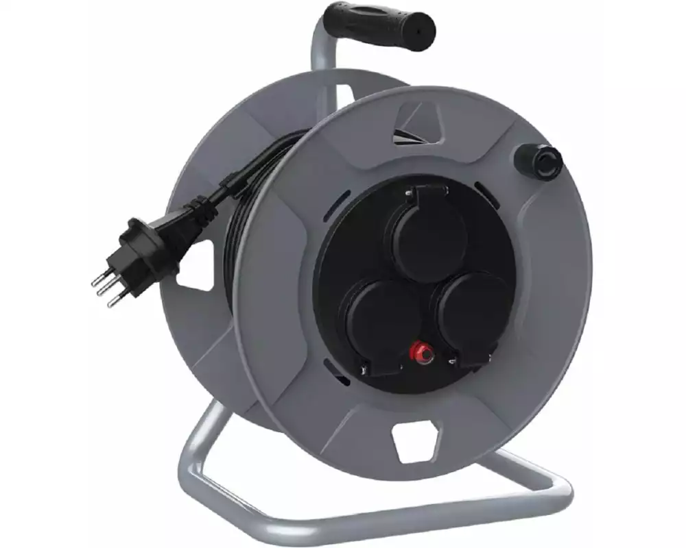 STEFFEN Kabelrolle 25 m, 3 x 1 mm, 3 x T13, Schwarz