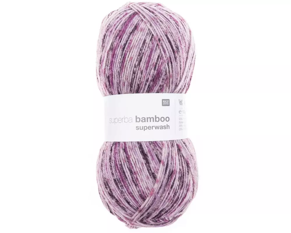 Rico Design Wolle Bamboo für Socken 4-fädig, 100 g, Beere Lila