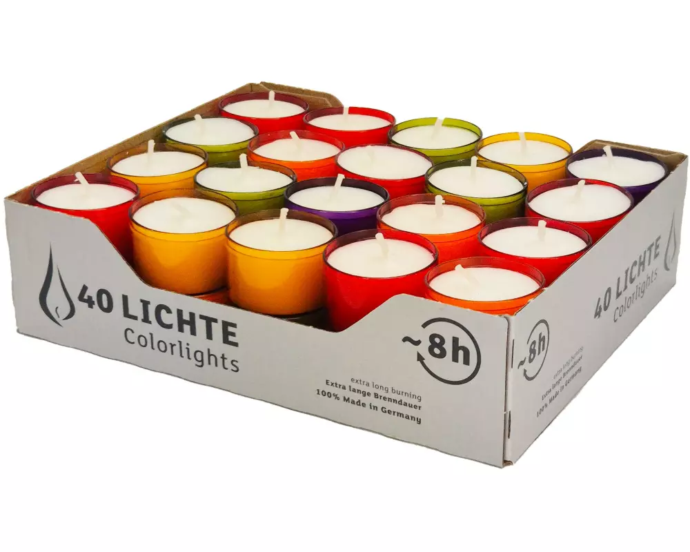 Wenzel Kerzen Teelichter Colorlights Winter-Edition 2.4 cm, 40 Stück