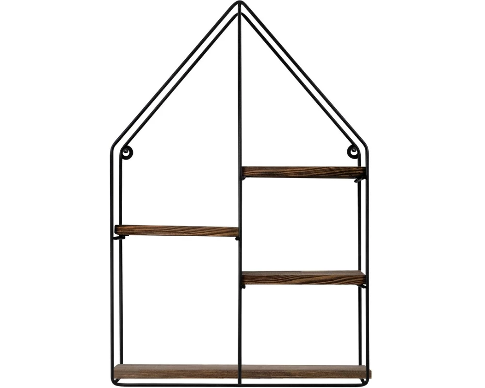 Woody Fashion Wandregal Lilium 60 x 40 x 15 cm, Schwarz/Walnuss