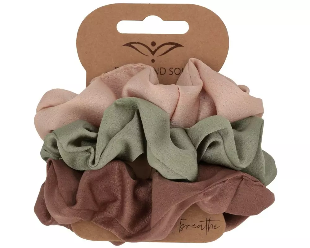 Body Mind Soul Scrunchy Yoga, Beige, Salbeigrün, Braun 3 Stück