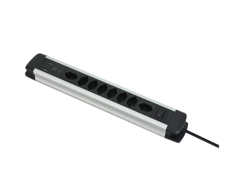 Schönenberger Steckdosenleiste 8 x T13, 1 x USB-C, 2 x USB-A 2 m