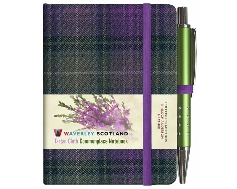 Waverley S.T. (S): Heather Mini with Pen Pocket Genuine Tartan Cloth Commonplace Notebook