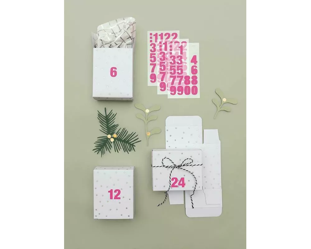 Adventskalender Boxen, Weiss/Irisierend