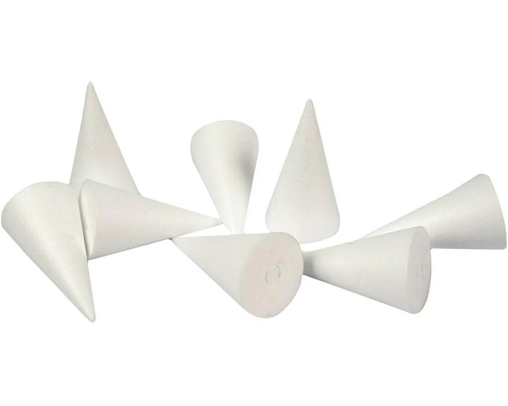 Creativ Company Styropor-Kegel 50 Stück, Weiss