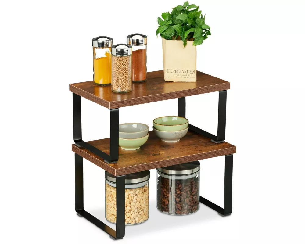 relaxdays Küchenregal Dunkelbraun/Schwarz