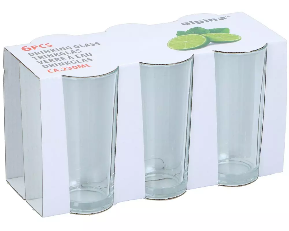 alpina Trinkglas 230 ml, 6 Stück, Transparent