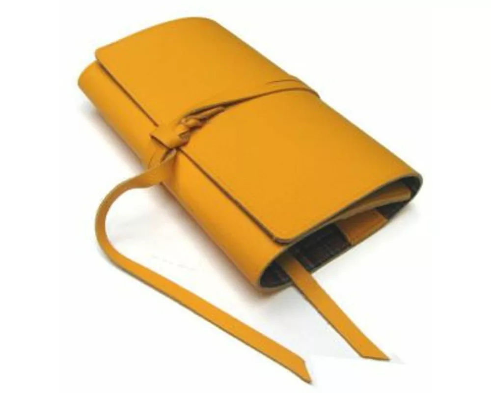 LITERAturtasche L goldgelb - Buchhülle aus Leder