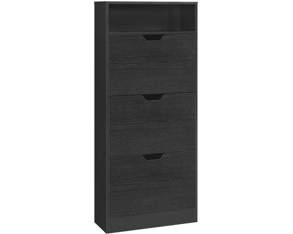 VASAGLE Schuhschrank 60 x 24 x 139 cm, Schwarz
