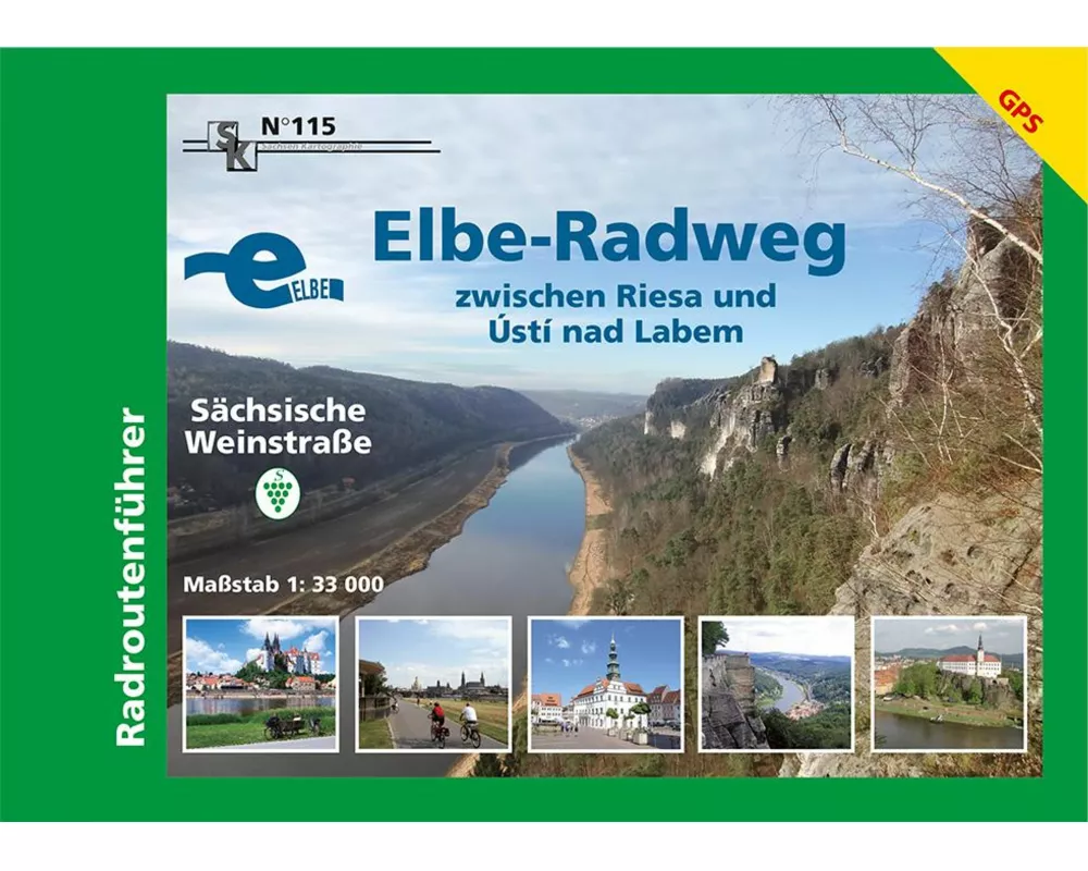 Elbe-Radweg zwischen Riesa und Ustí nad Labem - Sächsische Weinstraße 1 : 33 000