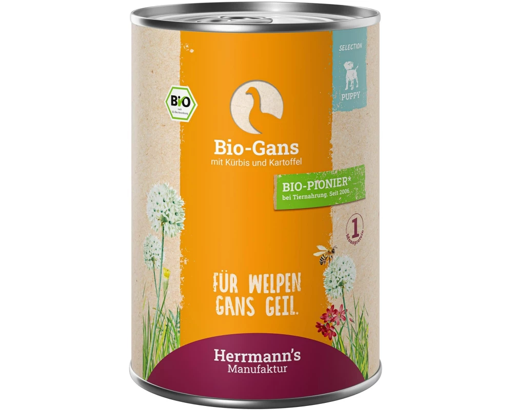 Herrmann's Nassfutter Bio Gans mit Kürbis und Kartoffel 400 g