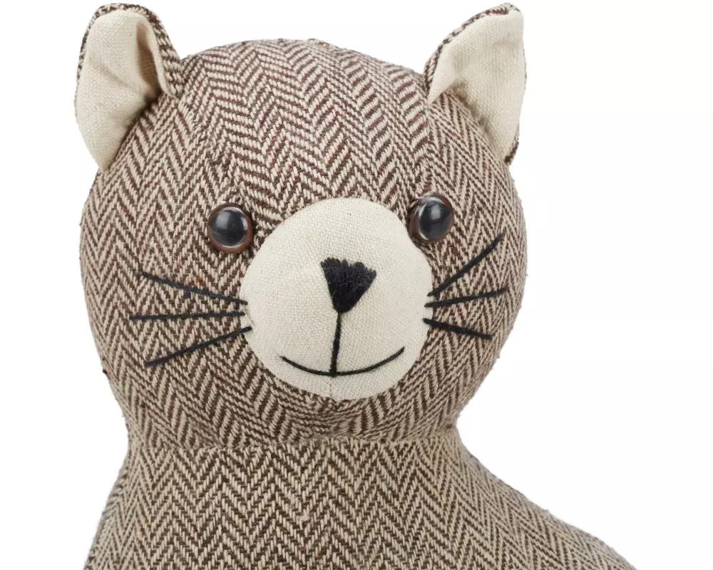 relaxdays Türstopper Katze Stoff Polyester Sand Braun Beige