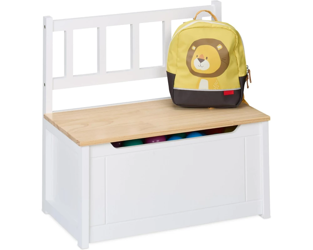 relaxdays Kindersitzbank Hellbraun; Weiss