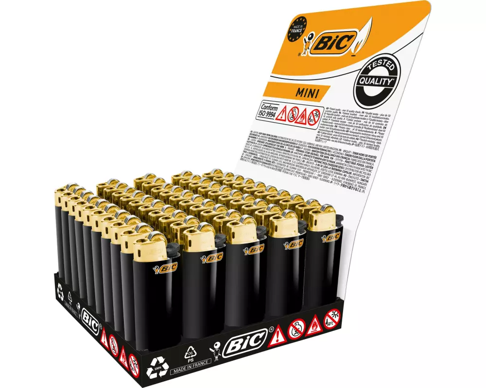 BIC Feuerzeug Mini J25 Gold Schwarz