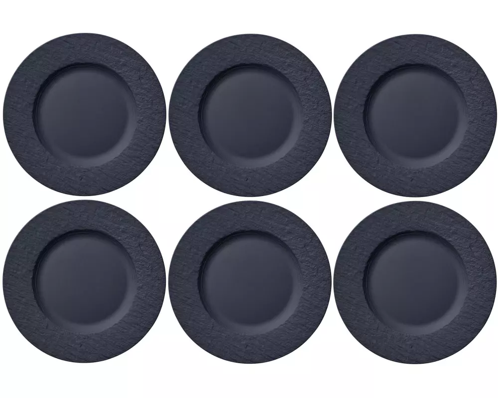 Villeroy & Boch Speiseteller Manufacture Rock Ø 27 cm, 6 Stück, Schwarz