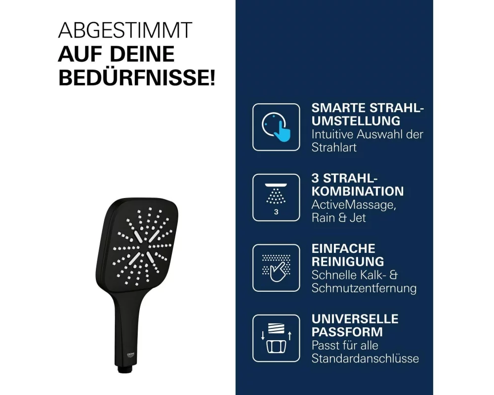 GROHE SmartActive 130 Cube 3 Strahlarten Schwarz