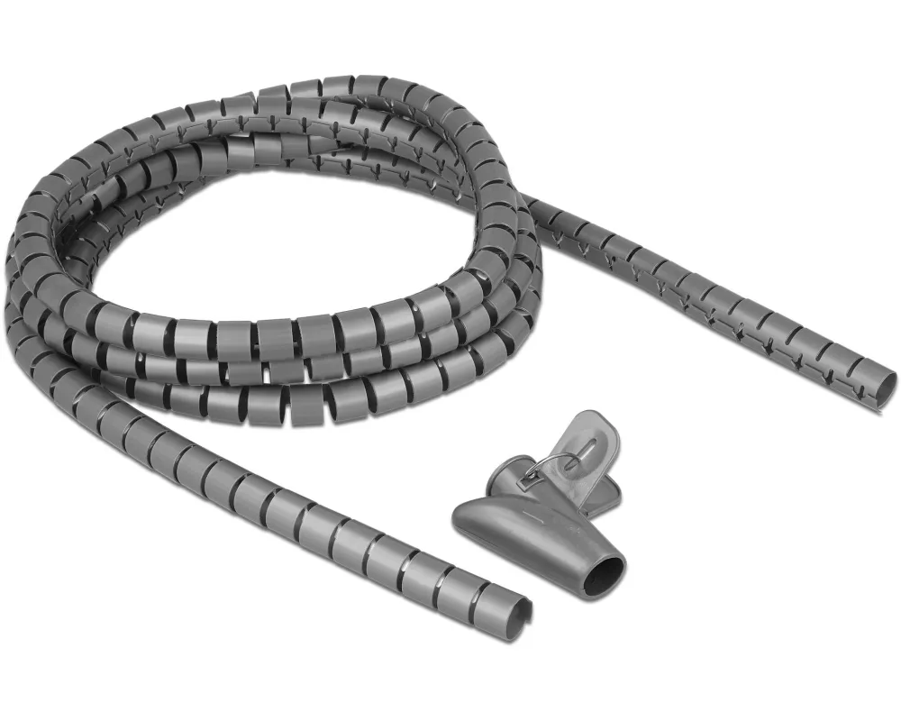 Delock Spiroschlauch mit Einziehwerkzeug, 2.5 m x 15 mm Grau