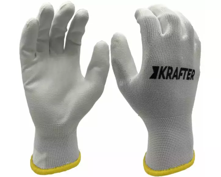 STRUCT Arbeitshandschuh Polyester, M, Weiss, 10 Paar