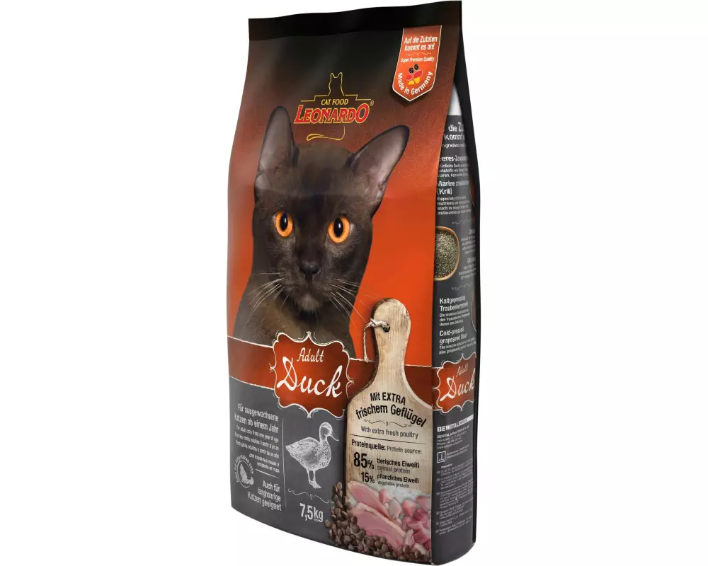 Leonardo Cat Food Trockenfutter Adult Ente, 7.5 kg