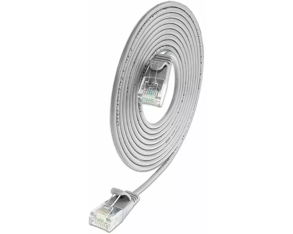 SLIM Slimpatchkabel RJ-45 - RJ-45, Cat 6A, U/UTP, 0.25 m, Grau
