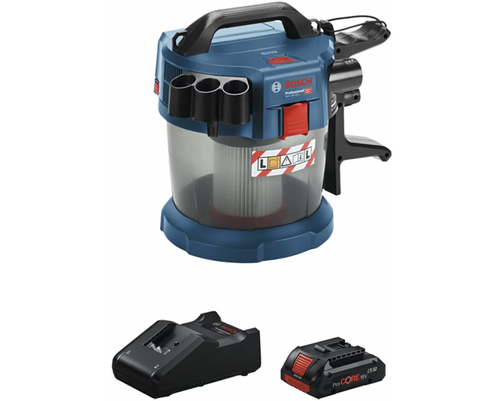 Bosch Akku-Staubsauger GAS 18V-10 L + PC 18V 4.0 Ah + GAL 0.615.A50.07V
