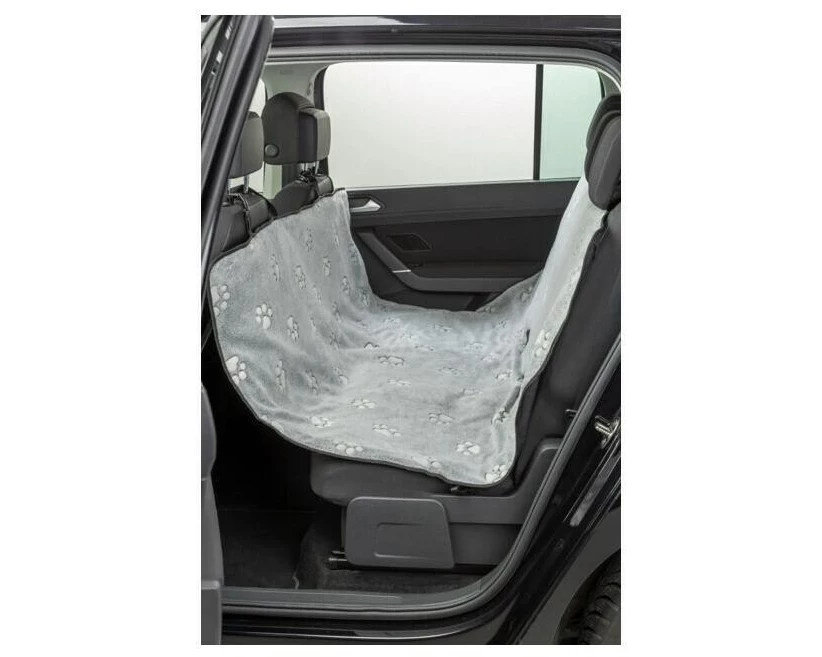 Trixie Autositzbezug Fleece Polyester Grau Pfotenmuster Schwarz