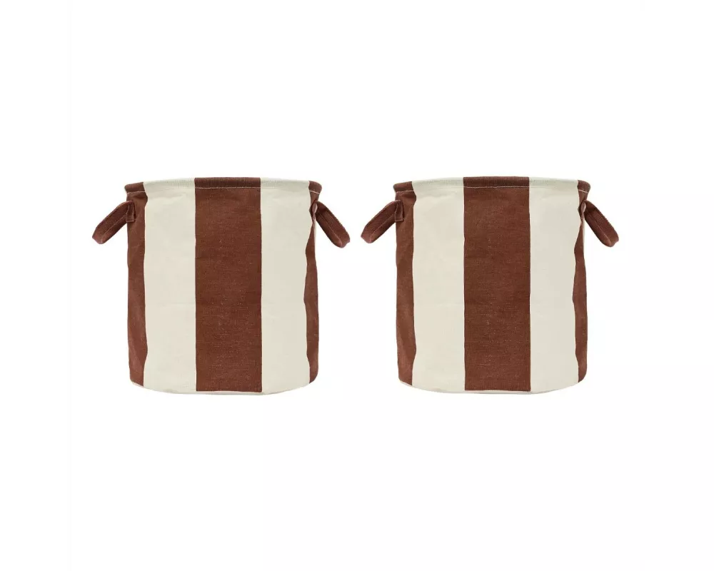 OYOY Wäschekorb Kara 2 Stück, 25 l, Braun/Weiss