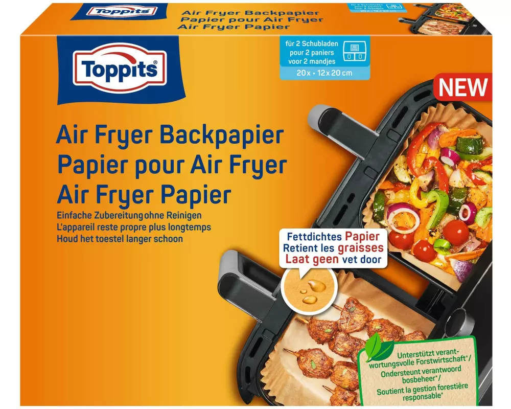 Toppits Backpapier für Heissluftfritteusen 20 Stück