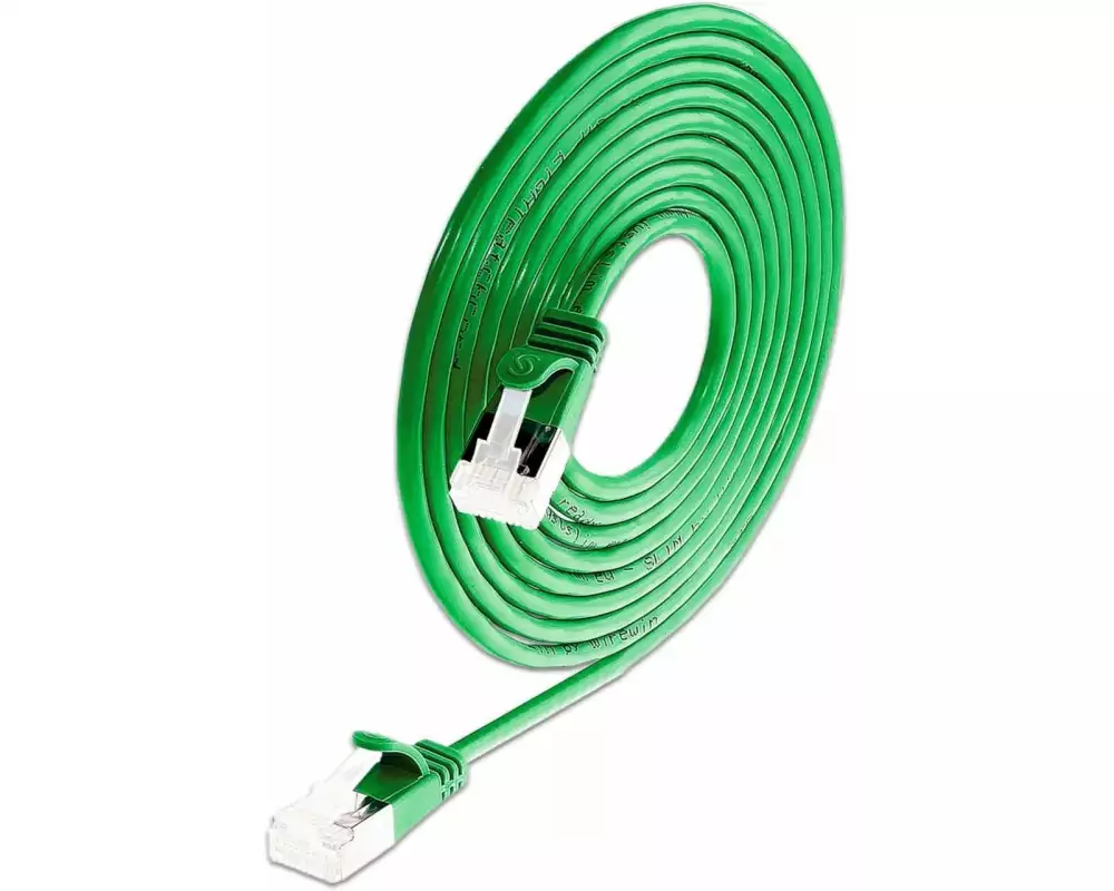 SLIM Slimpatchkabel RJ-45, Cat 6A, U/FTP, 0.15 m, Grün,50-Pack