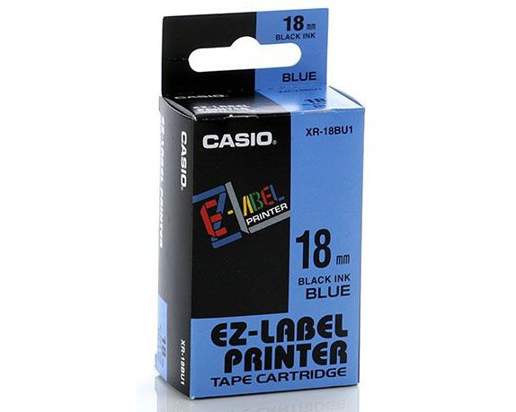CASIO Beschriftungsband XR-18BU 18mm/8m schwarz/blau