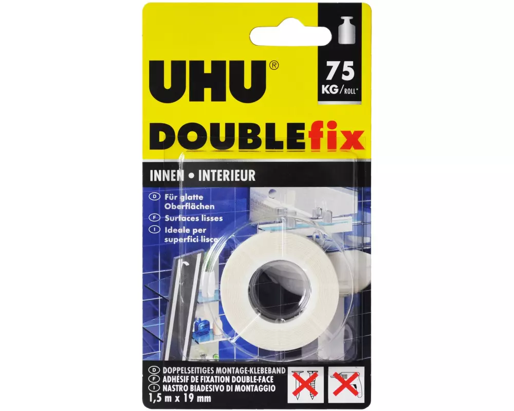 UHU Montagekleber DOUBLEfix INNEN Rolle 1.5 m x 19 mm