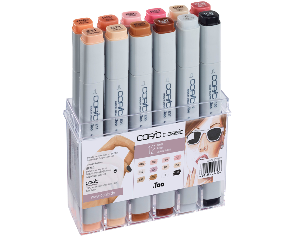 COPIC Marker Classic 20075705 Porträtfarben, 12 Stück