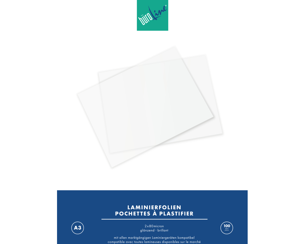 BÜROLINE Laminiertasche A3 47170000 glanz, 80my 100 Stück