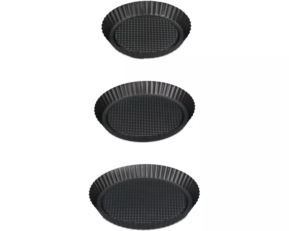 relaxdays Wähen-Backform 21 cm/26 cm/28 cm, Anthrazit