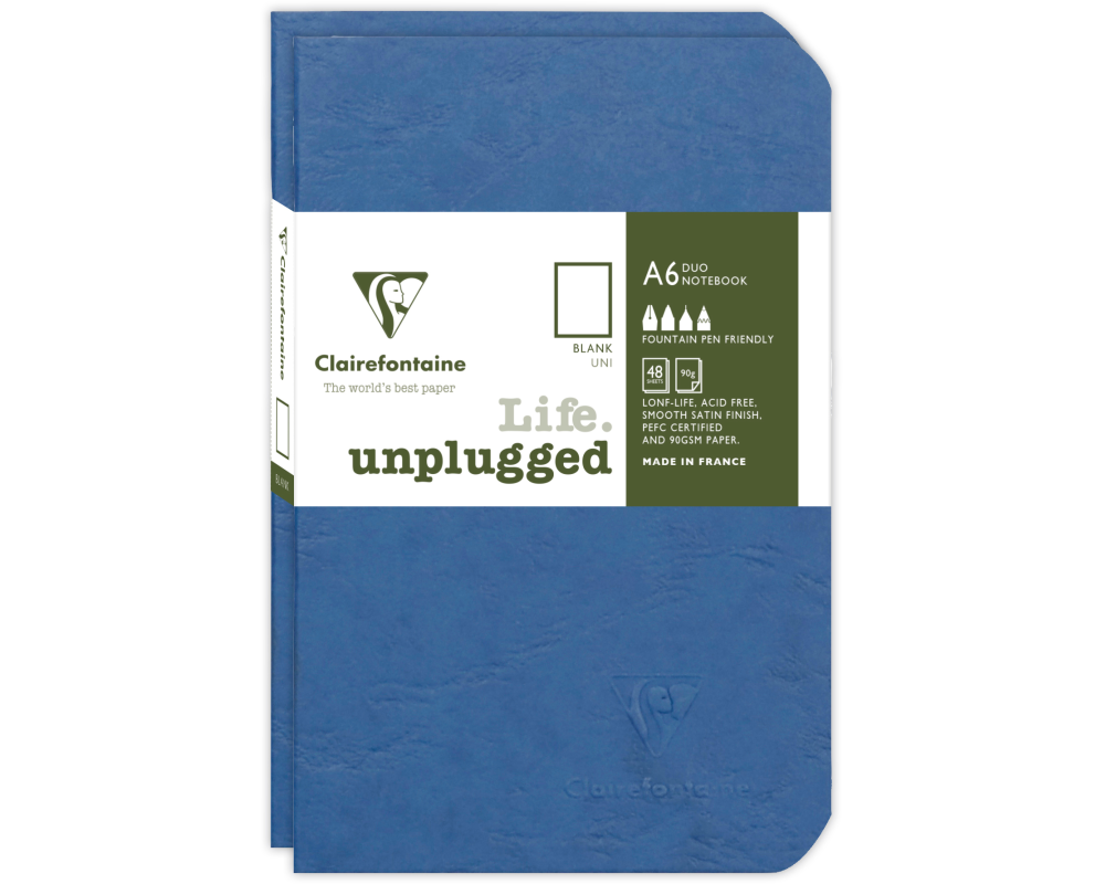 CLAIREFONTAINE AGEBAG Set 2 Hefte 9X14cm 734184C liniert blau 48 Bl