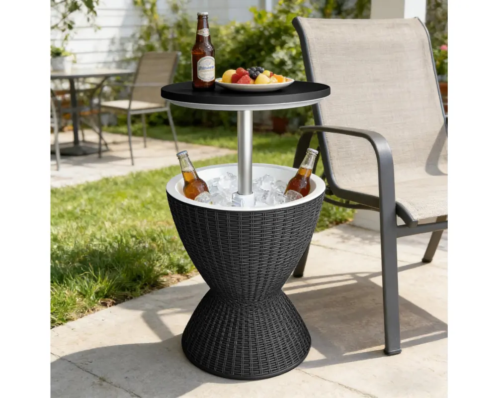 relaxdays Beistelltisch mit Kühlfunktion 30 L 48.5 x 82 cm, Schwarz
