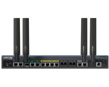 LANCOM 1936VAG-5G (EU), Black, Desktop/Wall mounting, 1 fan(s), External, 10,100,1000 Mbit/s, 5G