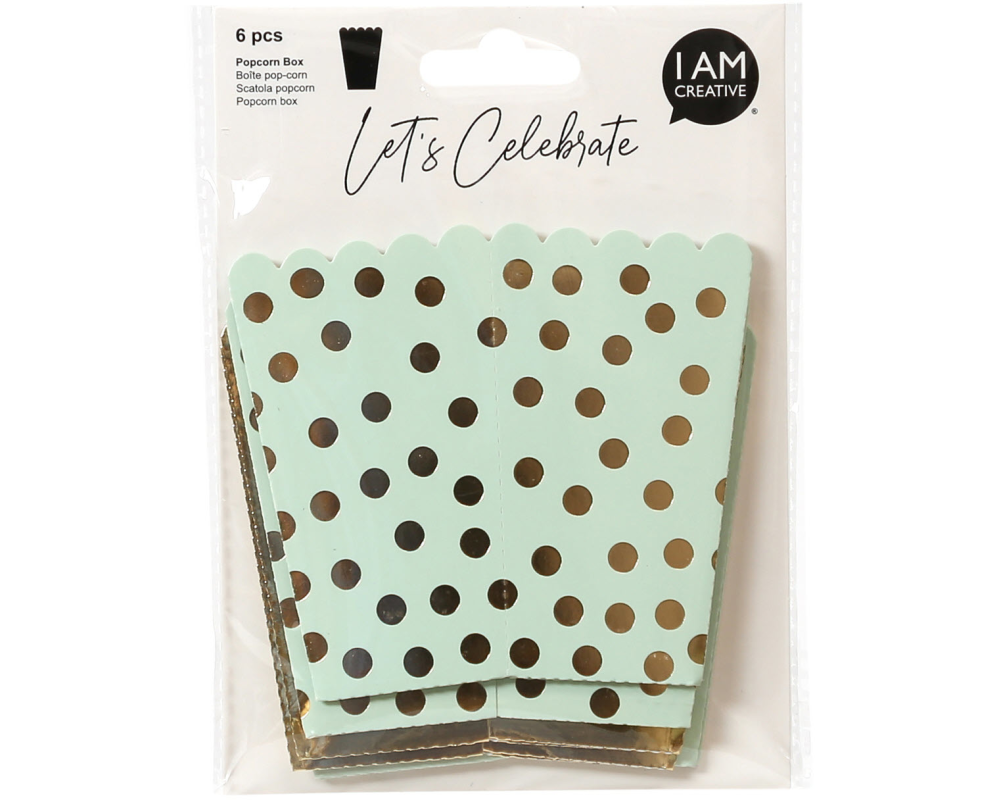 I AM CREATIVE Popcorn Box, mint, gold,10cm 6010.929 6 Stück