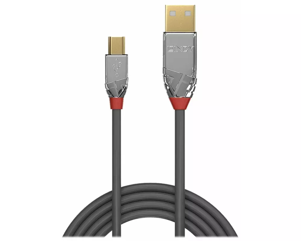 LINDY Cromo Line USB Cable, USB 2.0, USB/A-MiniB M-M, 1m