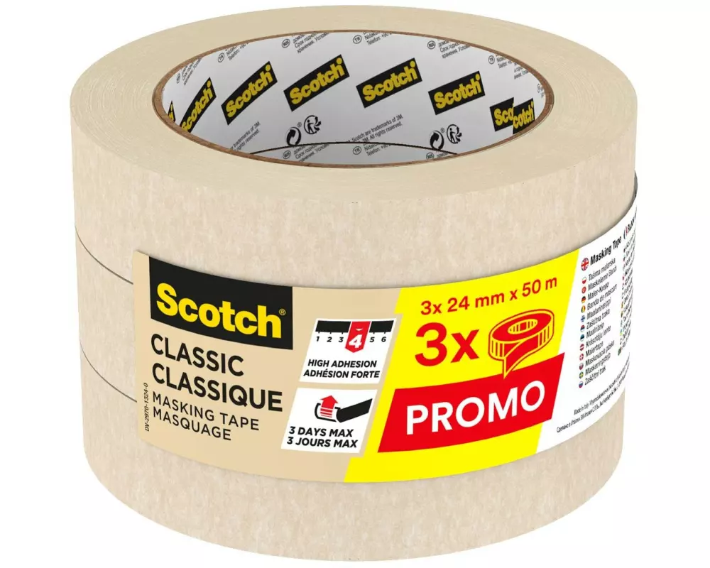 3M Malerabdeckband Scotch Classic 3 x 2450 24 mm x 50 m, Beige
