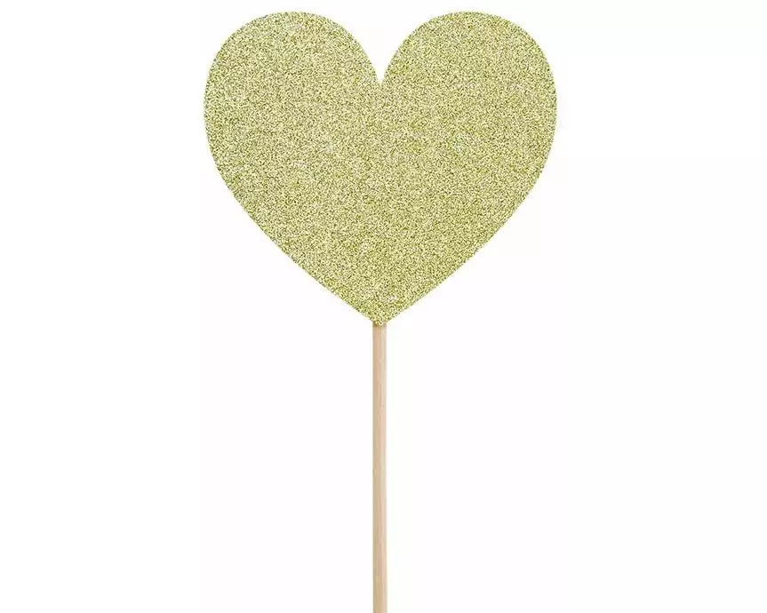 Partydeco Kuchen-Topper Herzen 11 cm, 6 Stück, Gold