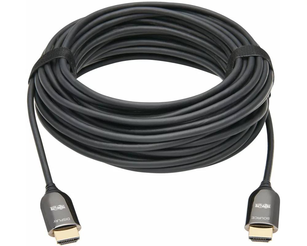 EATON TRIPPLITE 8K, HDMI, Plenum-Rated, Fiber, Active Optical Cable, AOC, 8K, UHD, 60Hz, HDR, M/M, Black, 20m