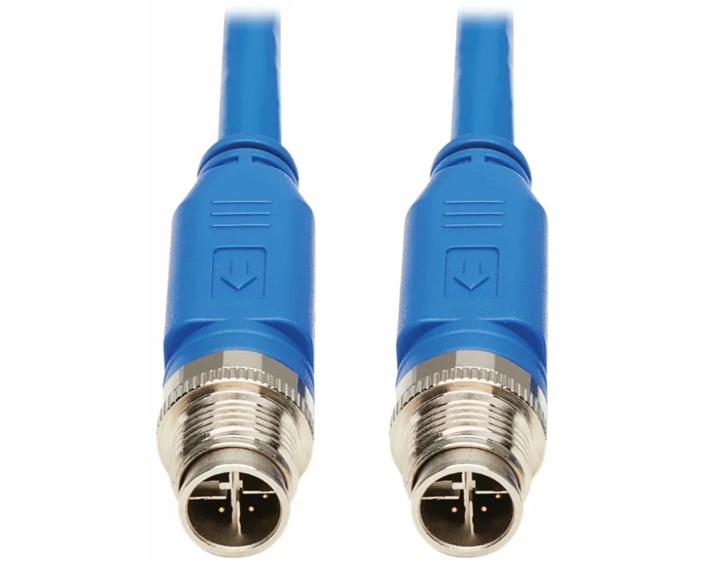 EATON TRIPPLITE M12, X-Code, Cat6, 1G, UTP, CMR-LP, Ethernet Cable, M/M, IP68, PoE, Blue, 3m 9.8 ft.