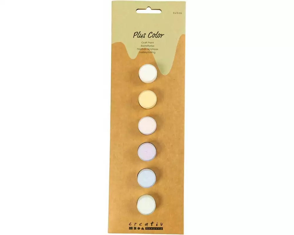 Creativ Company Acrylfarbe Hobbyfarbe Plus Color 6 x 5 ml, Pastellfarben