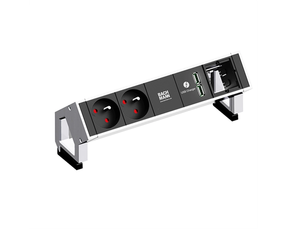 BACHMANN DESK2 2xUTE 35° 1xUSB Charger 1xCM Strom 0,2m GST18 Weiß