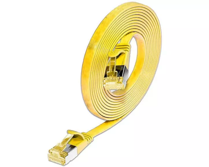 SLIM Slimpatchkabel Cat 6A, U/FTP, 0.1 m, Gelb